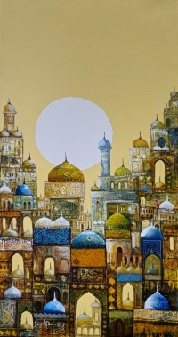 Javed Qamar, 12 x 24 inch, Acrylic on Canvas, Calligraphy Painting, AC-JQ-257